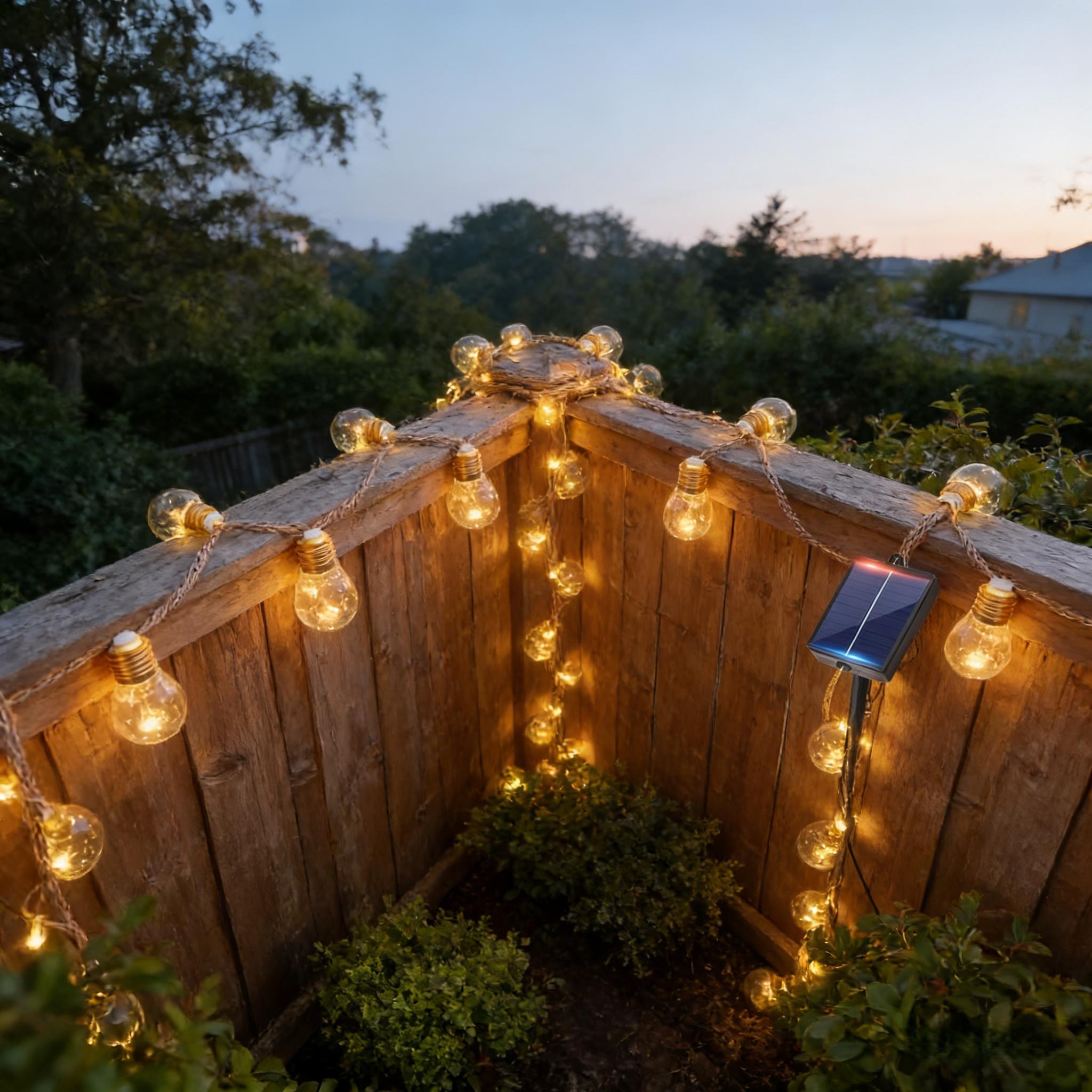 Solar Fence Decoration String Lights, Outdoor Fairy Light Strings, 10/20 Bulbs, 8 Modes, Auto On/off at Dusk/dawn, Garden, Wedding, Party