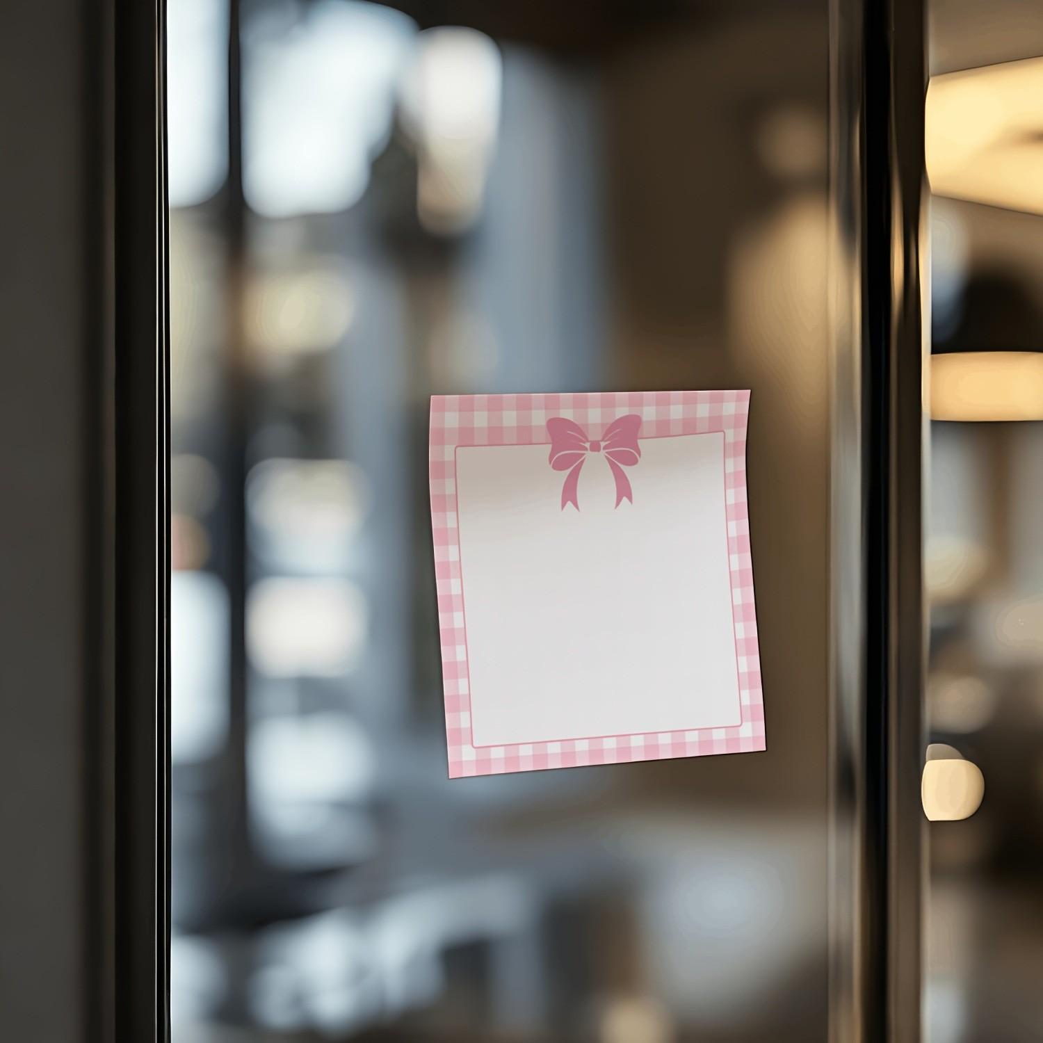 4-Pack Set Bow Sticky Notes, Cute Self-Adhesive Memo Pads with Four Designs, Four Styles for Reminders & Messages, Perfect for Office, School, Journaling, Great Stationery Gift