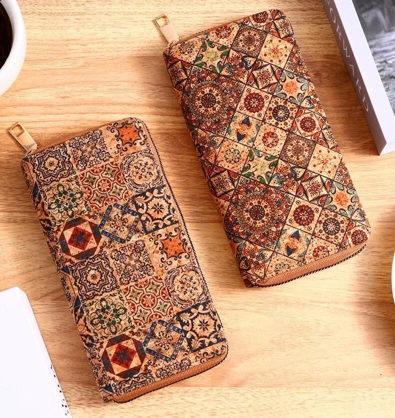 Women's PU Leather Retro Vibe Long Wallet Clutch - Long Length, Printed Design, Zip Closure, Antitheft Safe, Phone-Compatible, Travel-Ready Card Holder