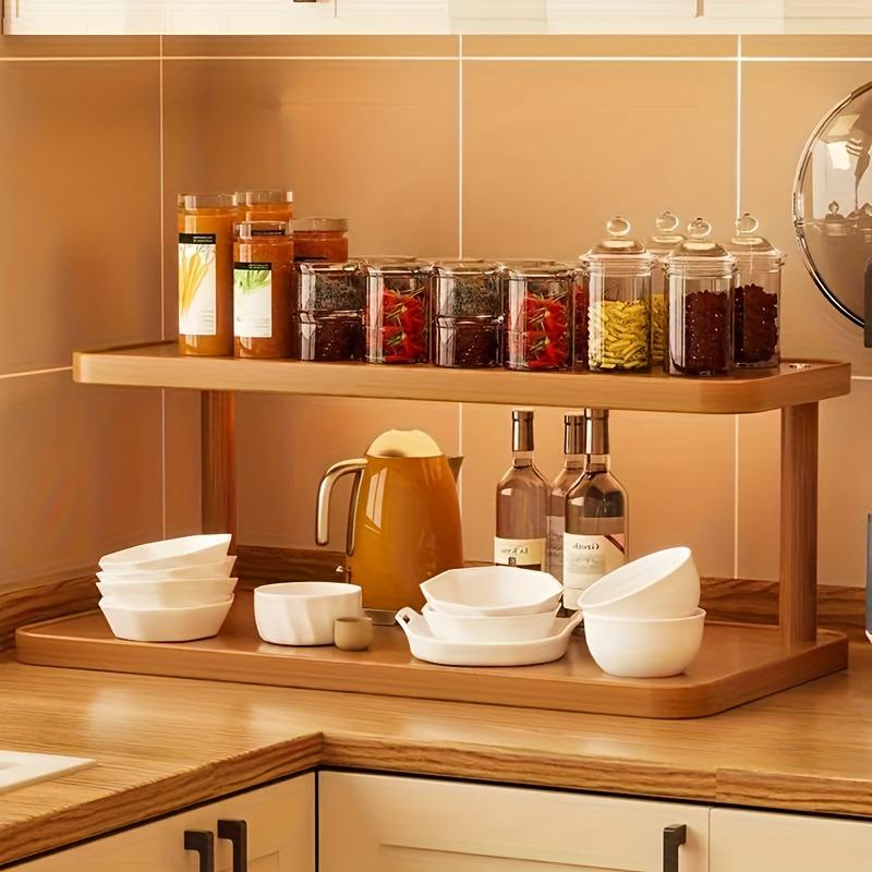 A multi-layer coffee cup rack | Wooden smooth surface storage rack, suitable for kitchen, living room, desk, small potted plant placement, floor-standing shelf, Beverage Organizer