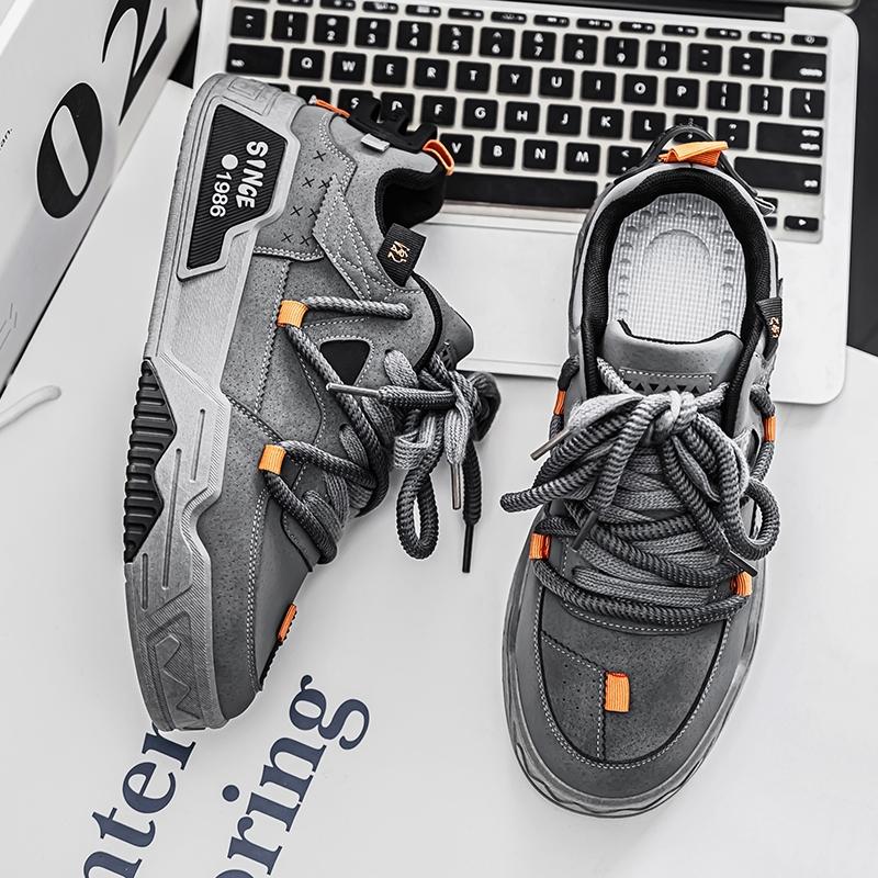 Men's Fashion Colorblock Lace Up Low Top Sneakers, Casual Comfortable Sports Running Shoes, Trendy All-match Sneakers for Daily Wear, Closed, Fashionable Running Shoes, Athletic Shoes