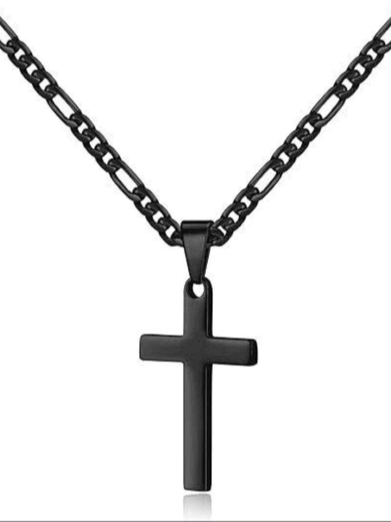 Cross Necklace for Men, Minimalist Style, Long Chain Collarbone Pendant, Smooth Finish, Luxury Unique Necklace, Recommended for Back-To-School Season