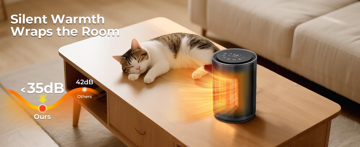 KISSAIR Space Heaters ,Portable Heater with Remote,LED Display, Overheat Protection + Tip-Over Switch, 2-Speed Power + Eco Mode, Adjustable Cool/Warm/Hot Air, 24-Hour Timer, 1500W PTC Ceramic Electric Heater with Thermostat for Inside,Office