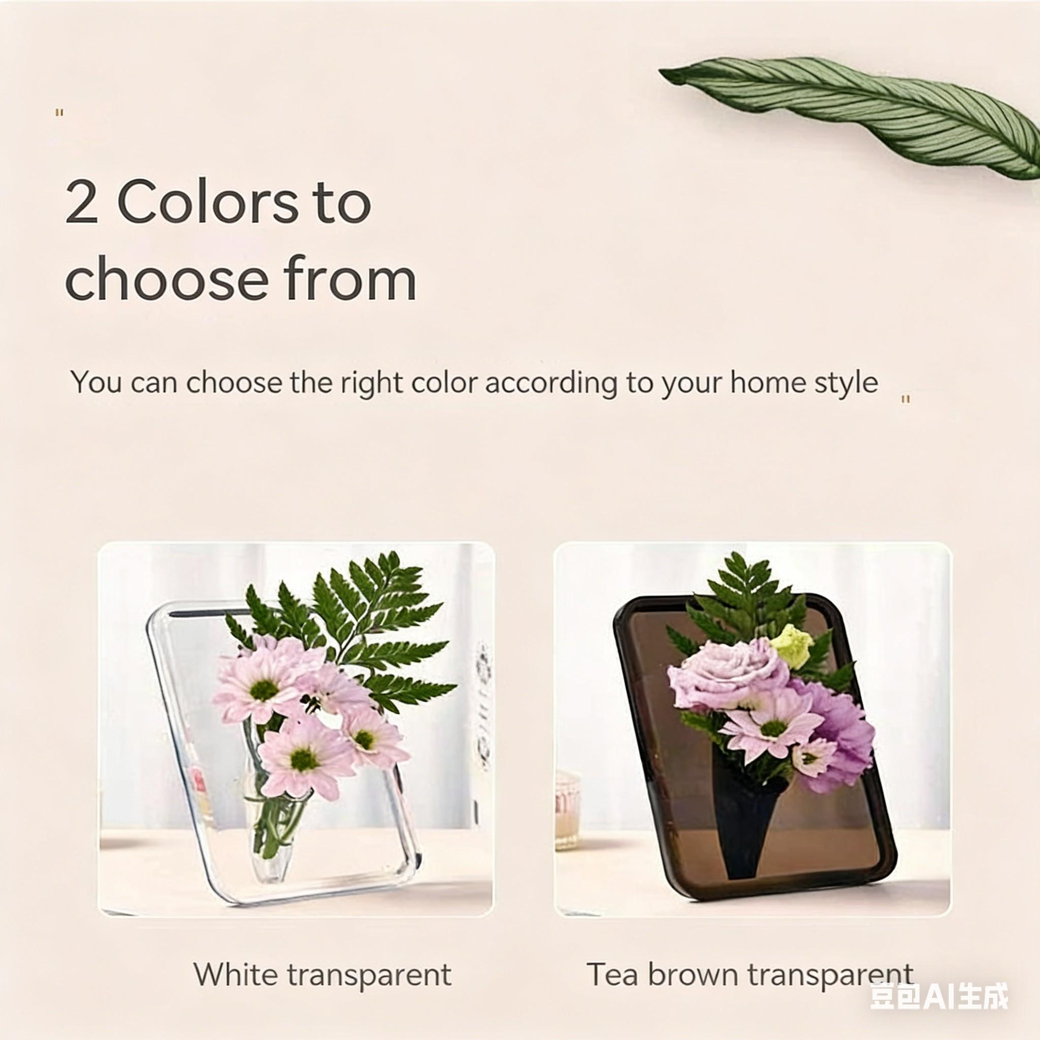 Acrylic Frame Vase Creative Floral Arrangement Art Decor, Fresh & Dried Flowers Container, Unique Home Decoration Piece