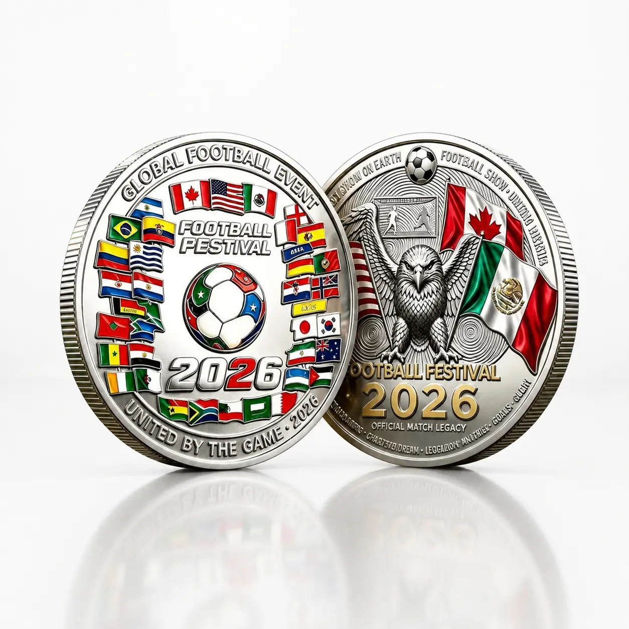 2026 Football Commemorative Coin, Dual-Sided Metal Relief Collectible, Soccer Event Souvenir Gift, Fan Collection Badge