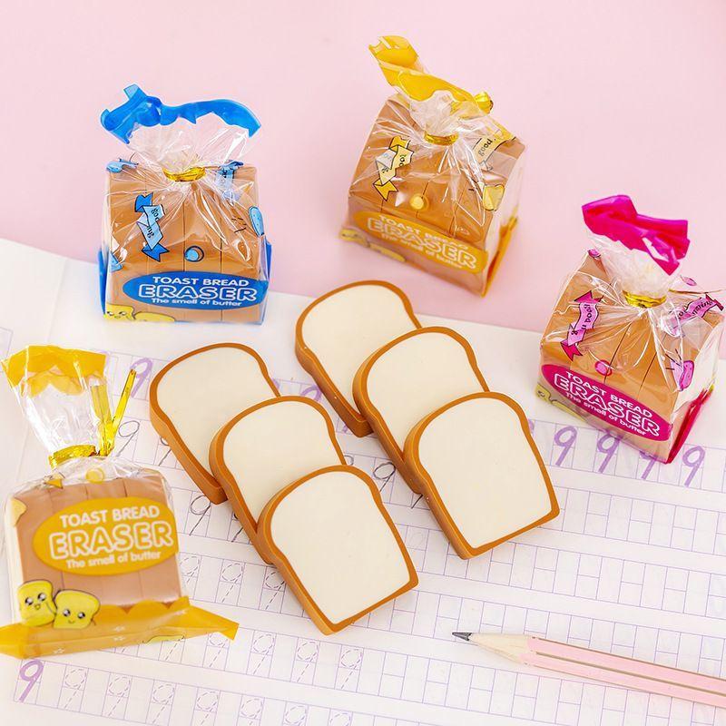 Simulation Toast Bread Eraser, High-value Food Eraser, Creative Funny Stationery, Student Prizes, Simulation Bread Eraser, Wipe Clean