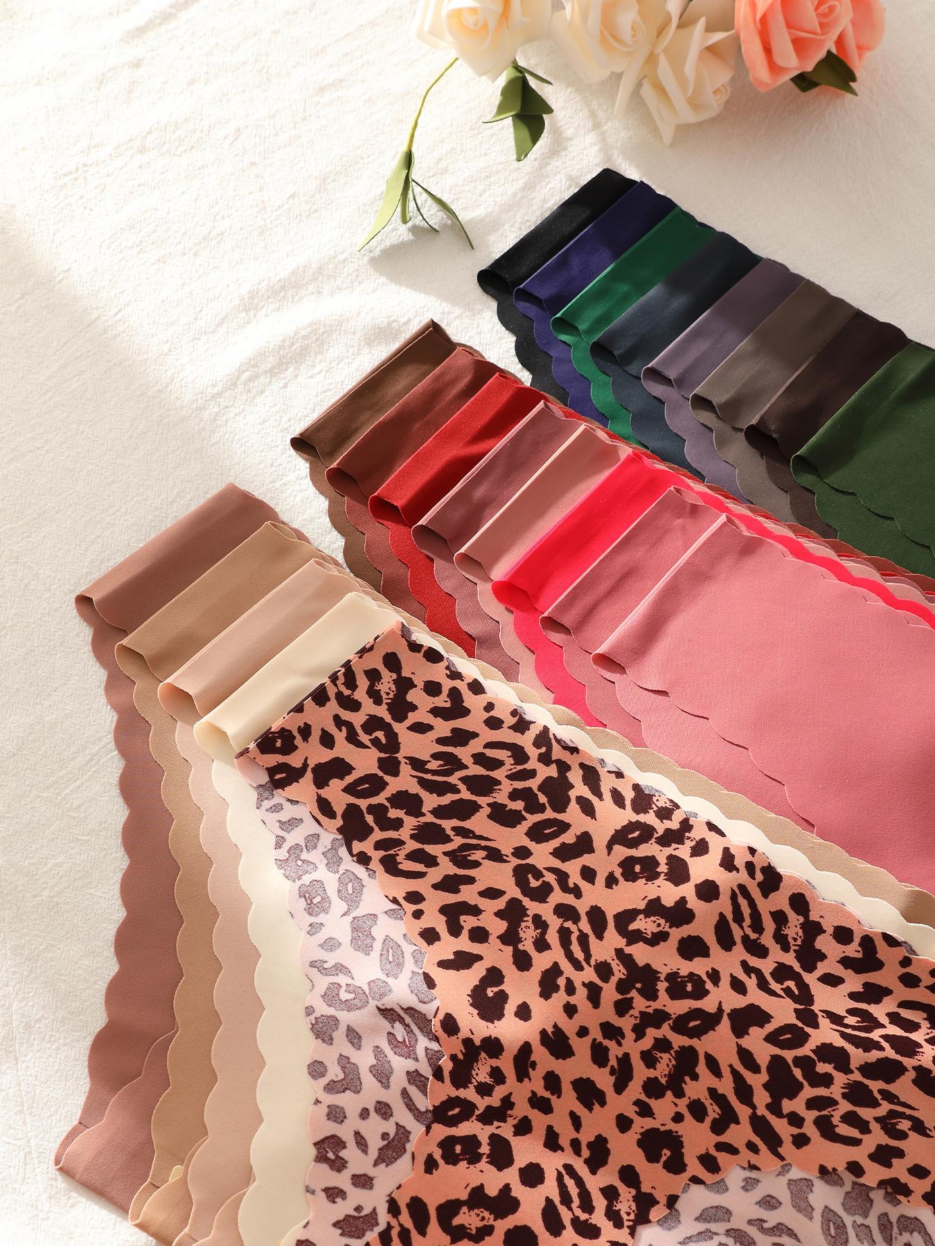 7-piece set of randomly colored wave-edged seamless one-piece triangle panties, Seamless Crotch Design, leopard print and solid color mix, sexy, comfortable, stretchy, and smooth women's underwear