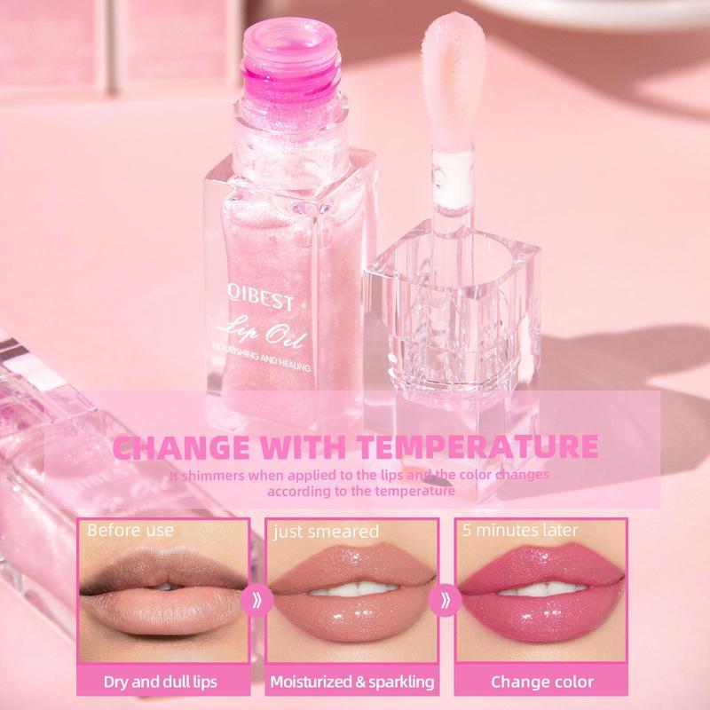Juicy Temperature Color Changing Lip Oil, 1Count Moisturizing Easy Coloring Lip Gloss, Non-stick Cup Lip Gloss, Plumping Lipstick for AllOccasions Makeup