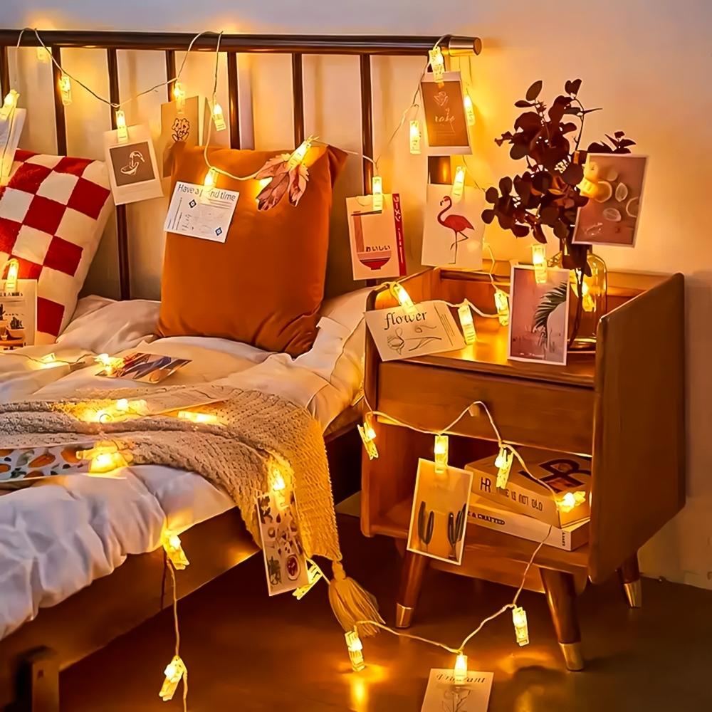 Photo Clip LED String Light, Warm LED String Light with On/Off Control, Decorative Light for Bedroom, Dormitory, Party, Wall Decor