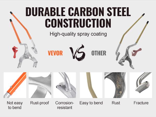 VEVOR Tire Mount Demount Tool, 22.5-24.5 Manual Steel Tire Changer Mount Demount Removal Tool, with Extra Bead Holder, Tubeless Truck Bead Breaker, 3 PCS Tire Changing Tools, Orange