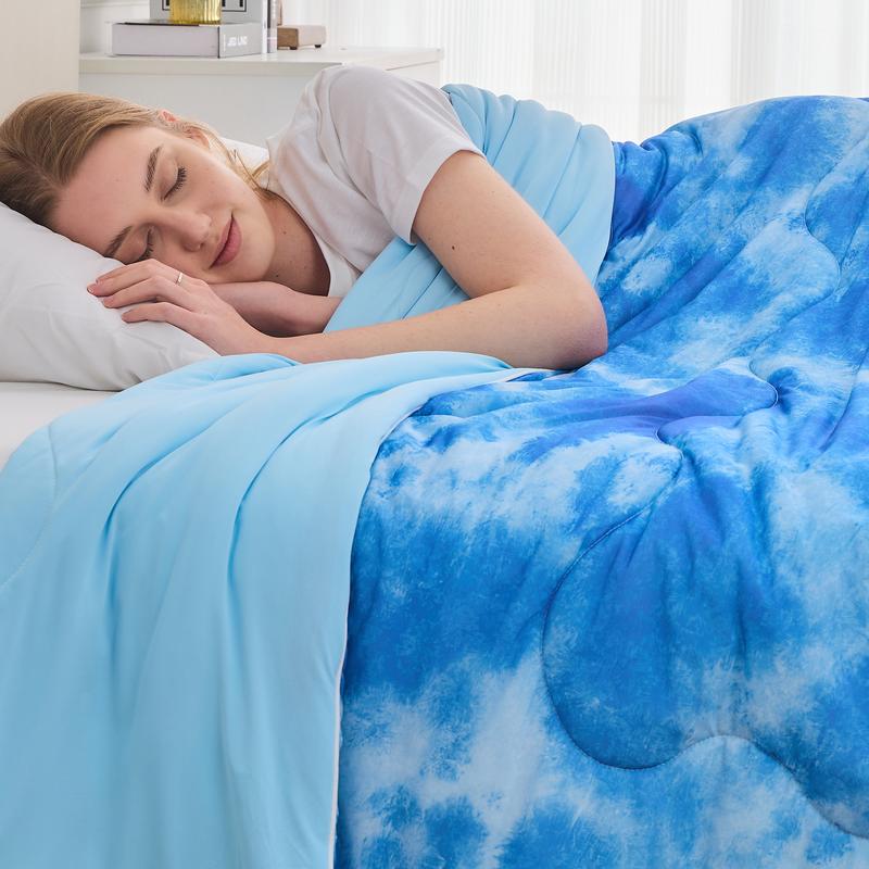 Msrlassn Cooling Comforter Summer Cold Comforter for Hot Sleepers and Night Sweats,Blue Summer Cooling Blanket for Queen King Size Bed, Breathable Soft Lightweight, Ideal for Bed, Couch, Travel, Camping, All Seasons blankets