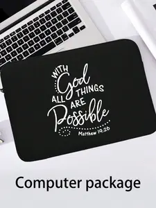 Christian Theme 13 Inch Tablet Bag, Multifunctional Multi-Size Lining, Plain Ultra-Light Square Simple Student Office Laptop Bag