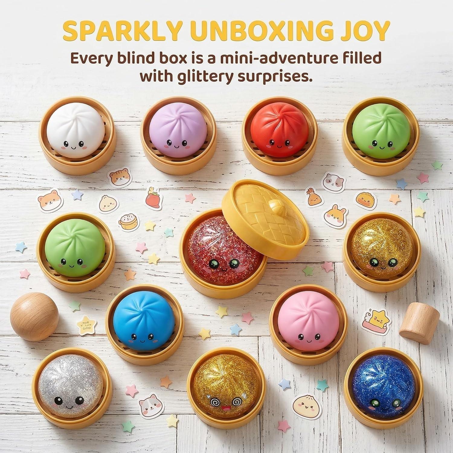 Colorful Stress Relief Sensory Toy Set, Random Glitter Dumpling Soft Pack, Decompression Squeeze, Party Favors and Collectibles, 2/4 Pieces