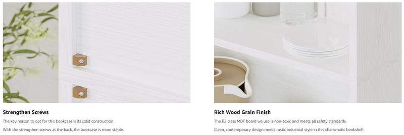 IRONCK Industrial Bookshelves and Bookcases with Doors Floor Standing Six Shelf Display Storage Shelves 70 in Tall Bookcase for Home Office, Living Room