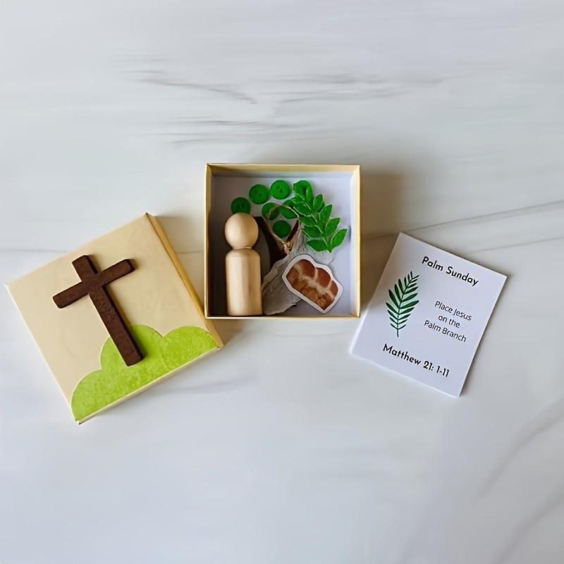 Jesus Holy Week Gift Box, Faith-Based Home Decor, Gethsemane Garden & Palm Sunday Bible Verses, Inspirational Bible Figurines, Easter Christmas Gifts