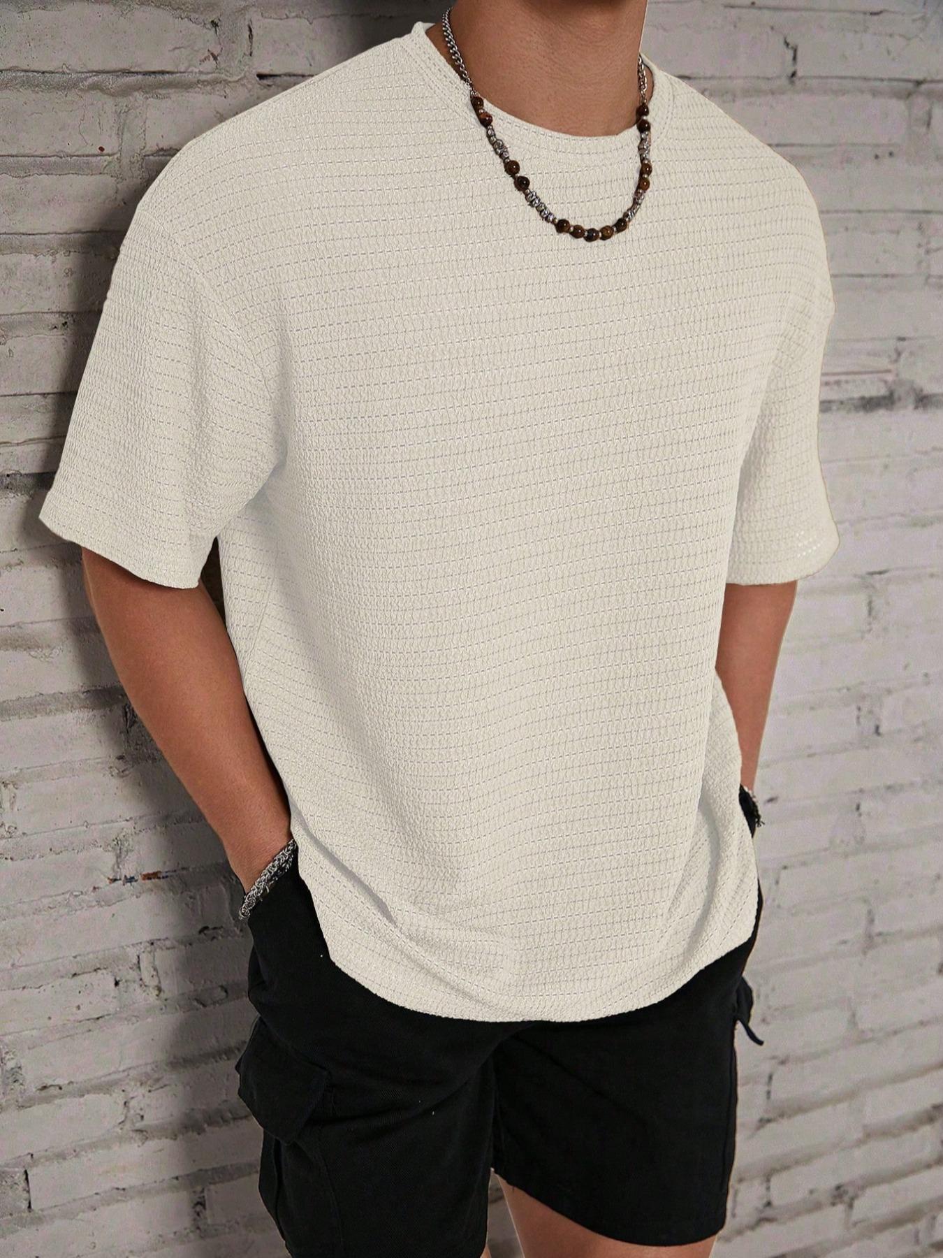 Men's Solid Color Short Sleeve T-Shirt, Casual Comfortable Round Neck Summer Top, Fashion Daily Wear Men's Clothing