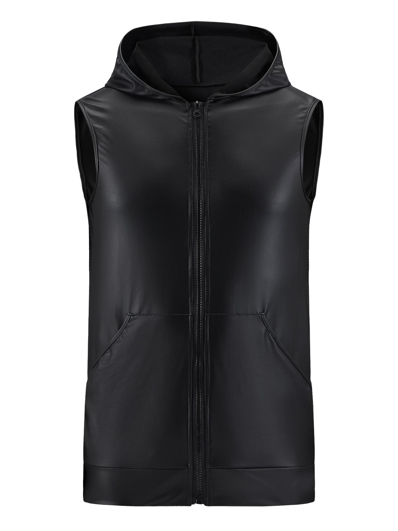 Men's Zipper Vest Jacket, European and American Style, Stage and Bar Performance Wear, Fashionable Upper Garment, Perfect for Shows