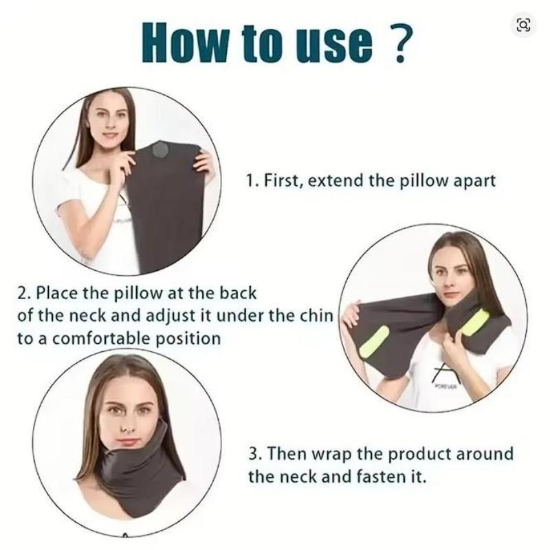 Ergonomic Travel Neck Pillow, Orthopedic Neck Support for Travel, Office and Car, Comfortable and Adjustable Design