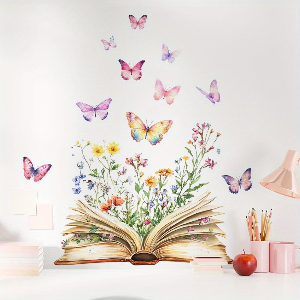 Elegant Floral PVC Wall Stickers, Self-Adhesive and Removable, Matte Finish, Modern Style, Living Room and TV Background Decor