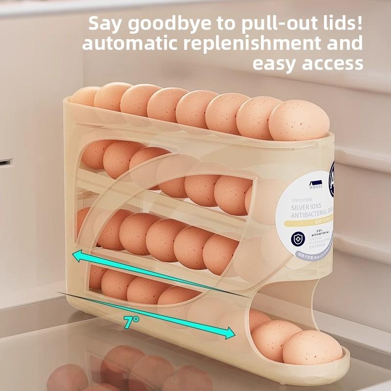 3 Layer Egg Storage Box, Large Capacity Egg Rack, Automatic Rolling Egg Holder, Kitchen Fridge Organizer, Home Use, Stackable Fridge Organizer