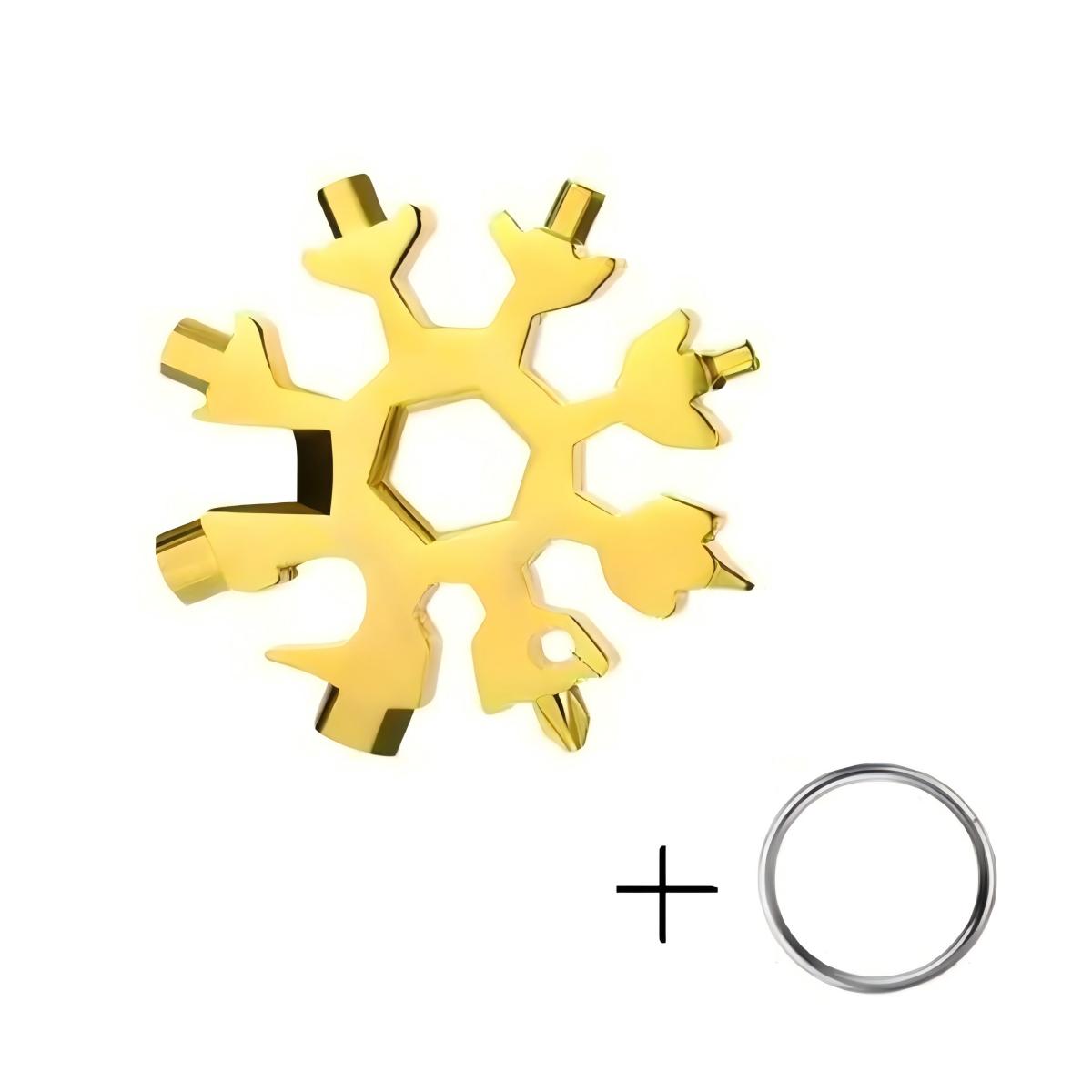 1 Pcs 18-In-1 Multi-Tool Snowflake Design, Stainless Steel Portable Wrench, Screwdriver & Bottle Opener, Essential Survival Tool for Outdoor Adventures