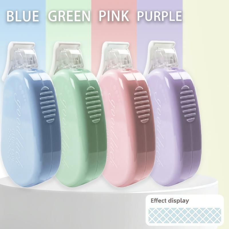 8pcs Four-Color Flip-Top Double-Sided Tape Set, Soft Colors, Large Capacity, Includes Roller, Smooth Adhesive, Ideal for Scrapbooking, Office Supplies