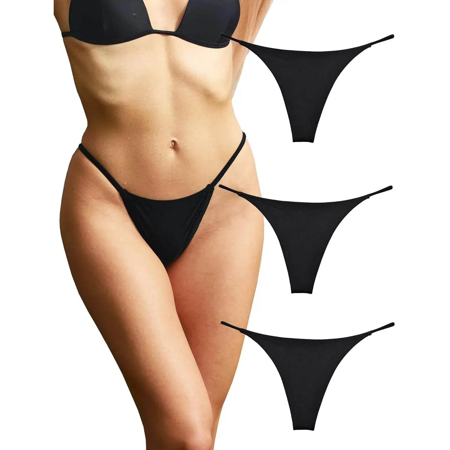 Cotton Thongs for Women Sexy Seamless Woman G String Panties 3 Pack Set