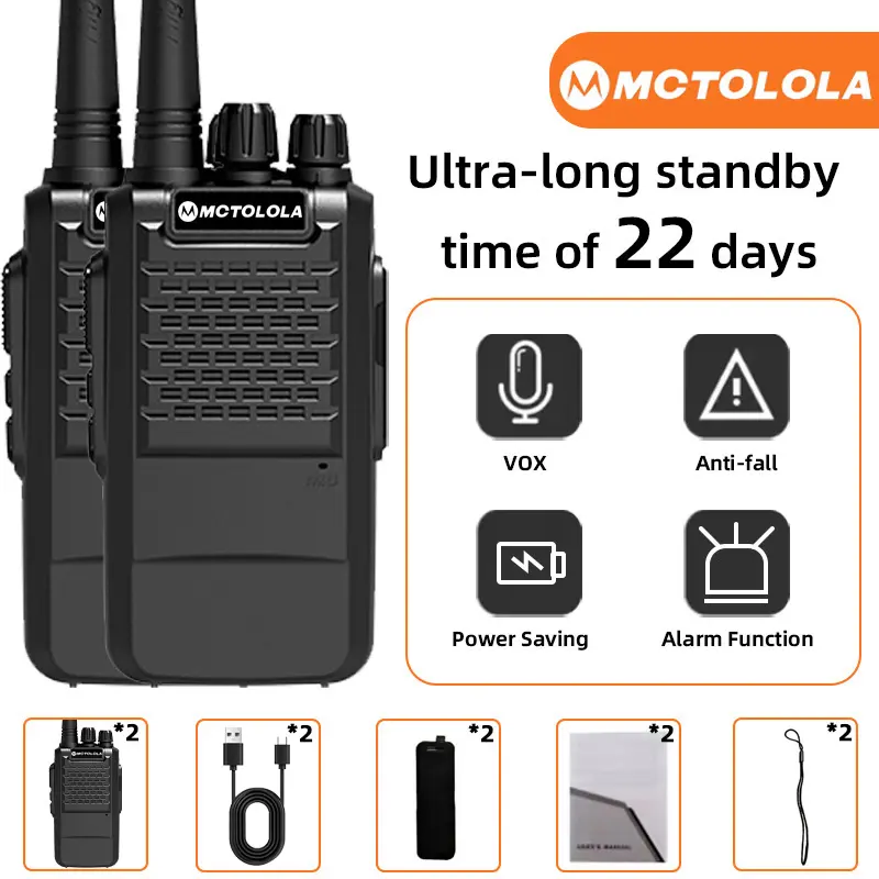 2PCS portable UHF analog two-way walkie talkie with dust-proof and durable design, supporting Type-C charging, convenient and durable, 22 day ultra long standby, suitable for communication equipment in outdoor camping, hiking, skiing and adventure teams