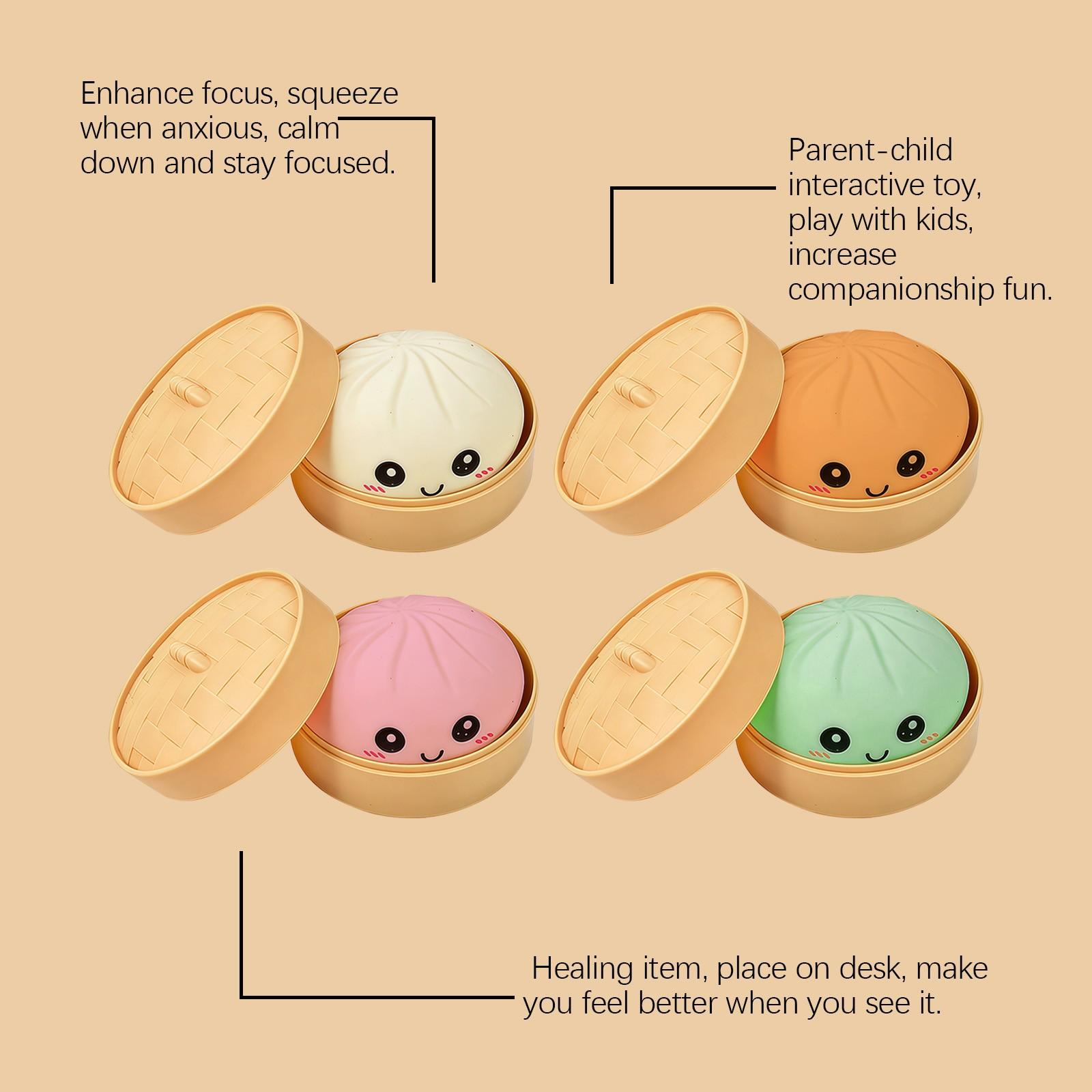 Smiling Face Emoji Big Dumpling Squishy, Mystery Bun Fidget Toy, Soft TPR Material, Decompression Squeeze, Stress Relief Unboxing Surprise, Stress Relieving Accessory, Random Style Per Pack, Gift for Kids, Anxiety Relief Products