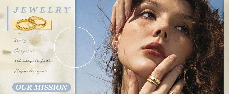 Fansilver 4pcs Stackable Rings Chunky Gold Plated Rings for Women Non Tarnish Dainty 14K Gold Plated Stacking Thumb Rings Set Trendy Gold Wedding Band Ring Size 5-11