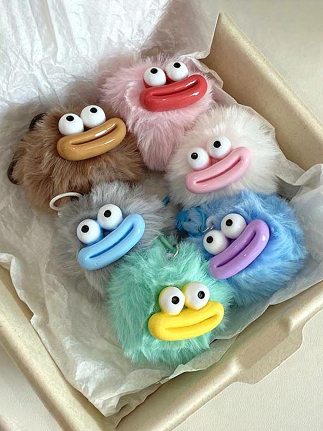 6pcs Cute Cartoon Sausage Plush Keychains, Multifunctional Car & Bag Decor, Daily Wear, Gift for Friends & Family, All over Print