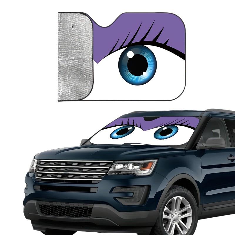 Creative Cartoon Eyes Car Sunshade, UV Protection, Foldable, Polyester, Fits RV and Suv, Front Windshield Protector, All Seasons