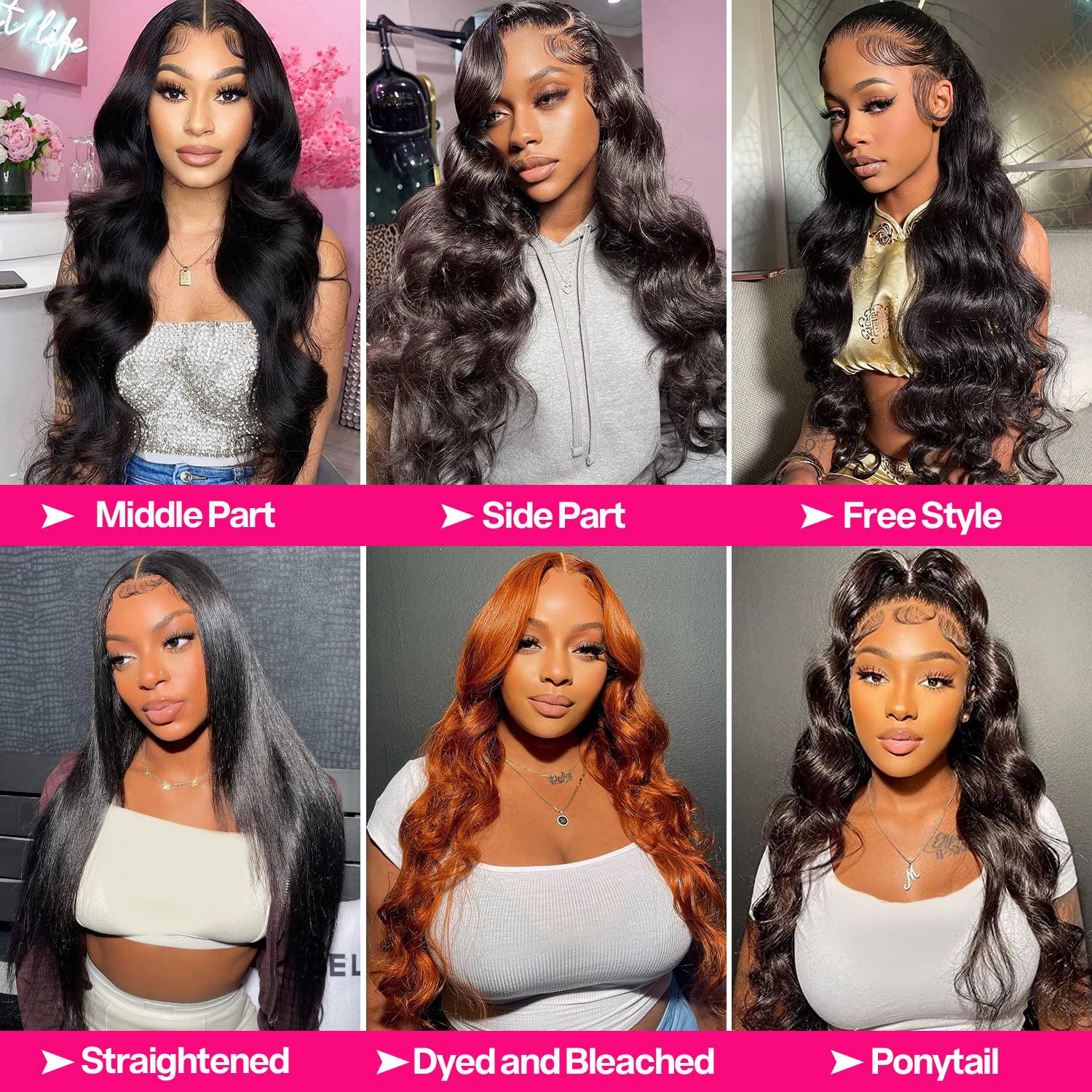 13x6 Lace Front Wigs Human Hair For Women 28 30 Inch Body Wave wigs Pre Plucked Brazilian 13x6 HD Transparent Lace Frontal Wigs Human Hair 180%