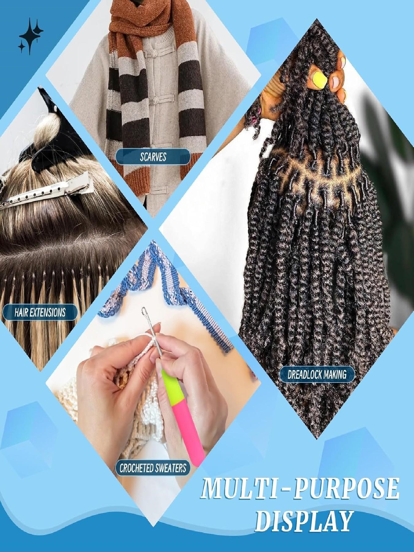 2Pcs Latch Hook Tool, Latch Hook Crochet Needle for Micro Braids, Hair Extension, Feather and Carpet