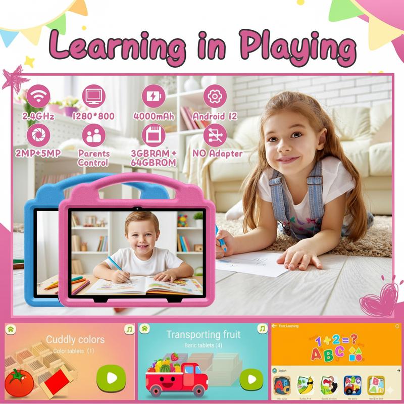 The new learning  gift for children 10.1-inch Android OS with Protective EVA   WiFi Bluetooth Gift for Children Learning System Quad Core Educational pritom educativa parental control  rom   de colores   entertainment dual camera
