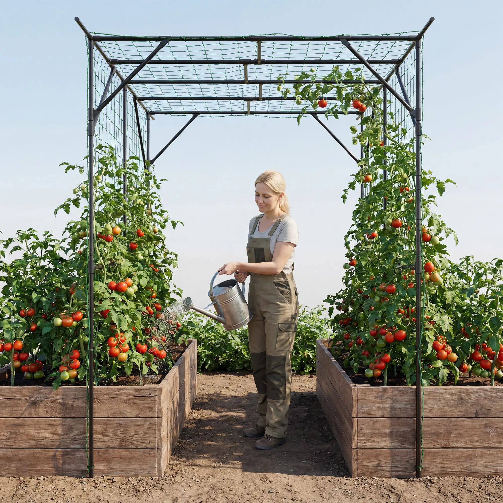 Heavy-Duty Metal Garden Arch Trellis Tunnel Arbor for Climbing Plants - Reinforced Steel Walkway Support - UV-Coated Outdoor Vine Frame for Cucumbers, Grapes, Roses, Tomatoes, Beans