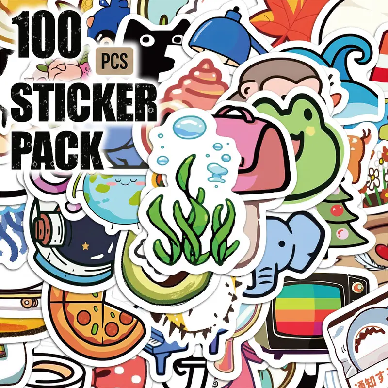 100pcs*5packs chibi mini things Aesthetic Vinyl Stickers Pack for Laptop Water Bottle Phone Case Skateboard Journal Scrapbook DIY Decoration