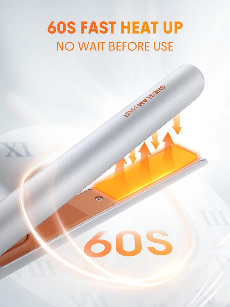 【BOGO SALE】SHEGLAM Mini Flat Iron Hair Straightener and Curling Iron 2 in 1, Anti-Tangle, 360° Swivel Cord, 60s Fast Heating & 2 Temp Levels for Travel
