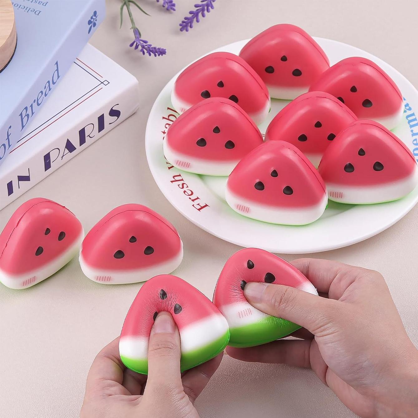 3/4/6/8PCS Stress Relief Fun Toy Set, Sensory Stress Reliever, Squeezable Sensory Combo Pack, Squishy Fidgets, Cheese Strawberry Banana Butter Stick Watermelon Peach Toys, Kids Party Gift