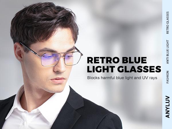 KALIYADI  Vintage Blue Light Blocking Glasses， Ideal for work study and gaming  relieves eye strain UV protection(AN28)