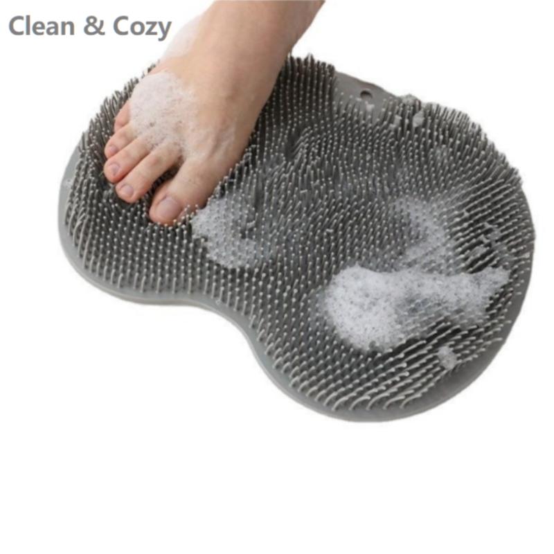 Exfoliating Shower Scrubber, Silicone Pads for Back & Foot Cleaning with Anti-Slip Suction Cups, Wall-Mountable Bath Accessory, Body Care Tool