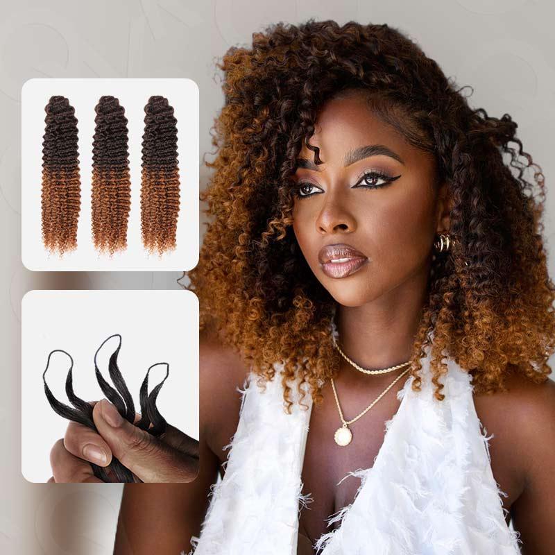 QVR Lightweight T2/30 Color Deep Wave Feather Crochet Braid Human Hair Extensions