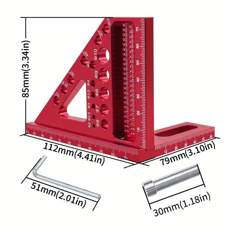 Aluminum Carpenter Square Scriber, 22.5-90 Degree Multi-Angle Protractor, High Precision Woodworking Drawing Line Ruler, Durable Tool for Carpenters