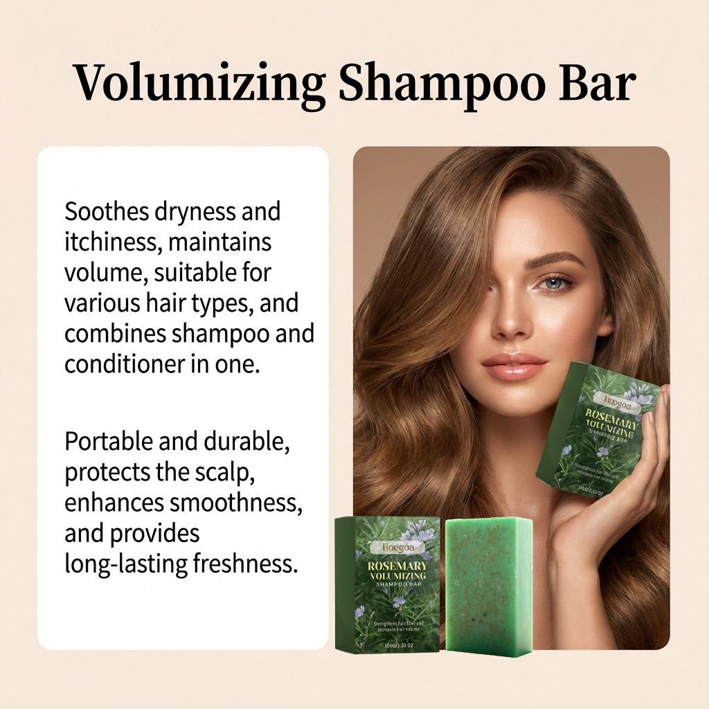 Hoegoa Rosemary Enriching Shampoo Bar, Gentle Daily Hair Cleanser, Refreshing Smooth Lightweight Hair Care, Soft and Silky Hair Treatment