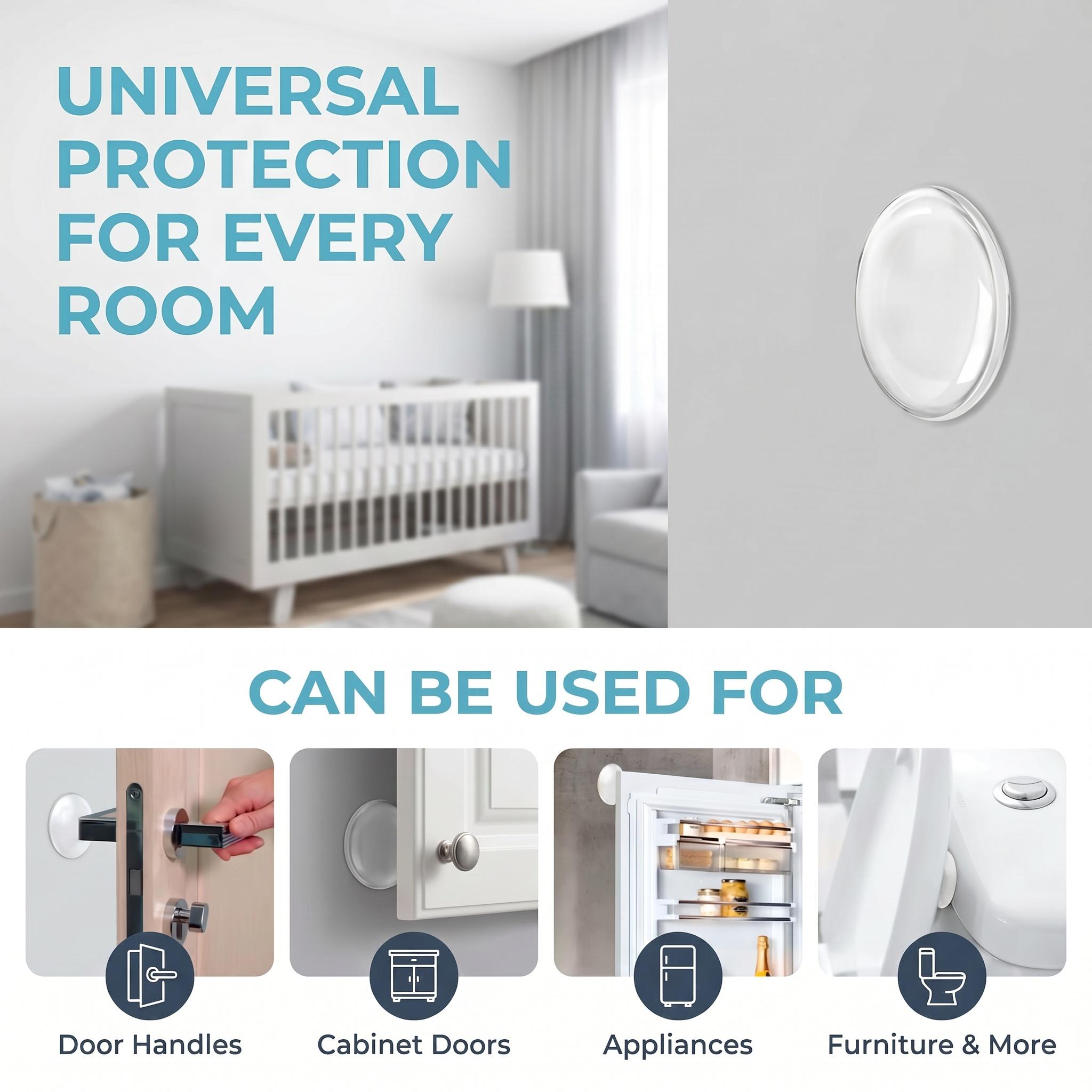 Clear Silicone Door Stopper Wall Protector, Shock Absorbing Noise Dampening Self Adhesive Bumper Pads, Invisible Anti Collision Buffer For Home Door Handle Cabinet Furniture Toilet, Household Renovation Supplies For Family Renter-YY0
