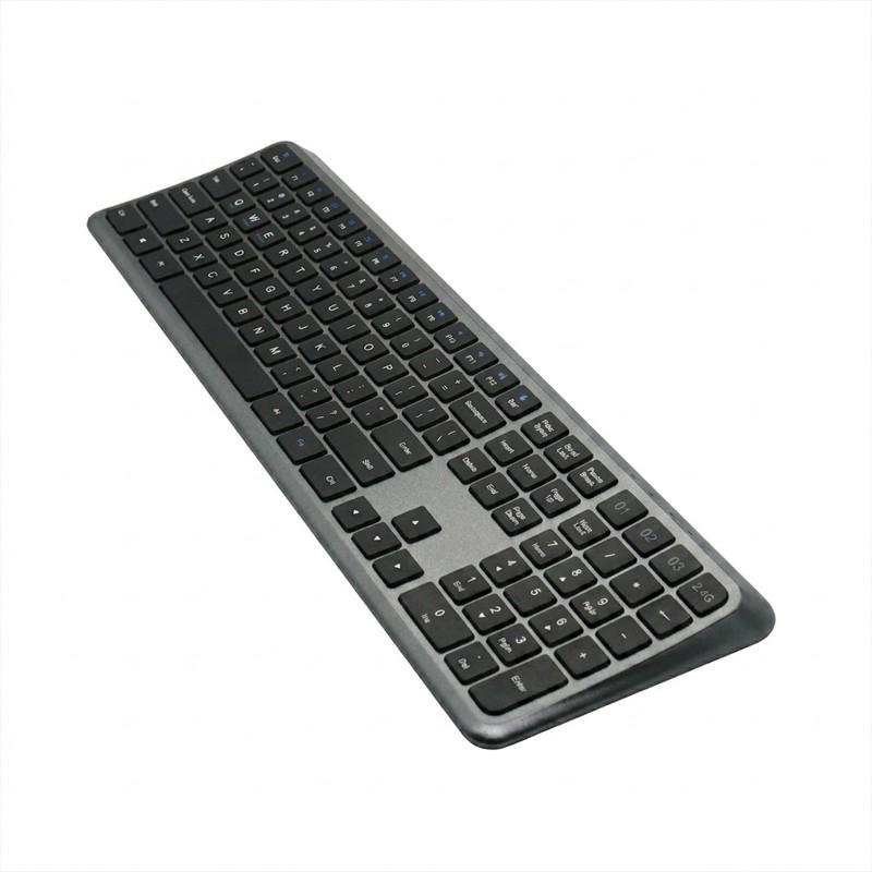 Ergonomic Wireless Keyboard, Dual Mode Full Size, Rechargeable Bluetooth-compatible, Curved Design, Numeric Keypad, Desktop Computer Compatible, Ergonomic Keyboards