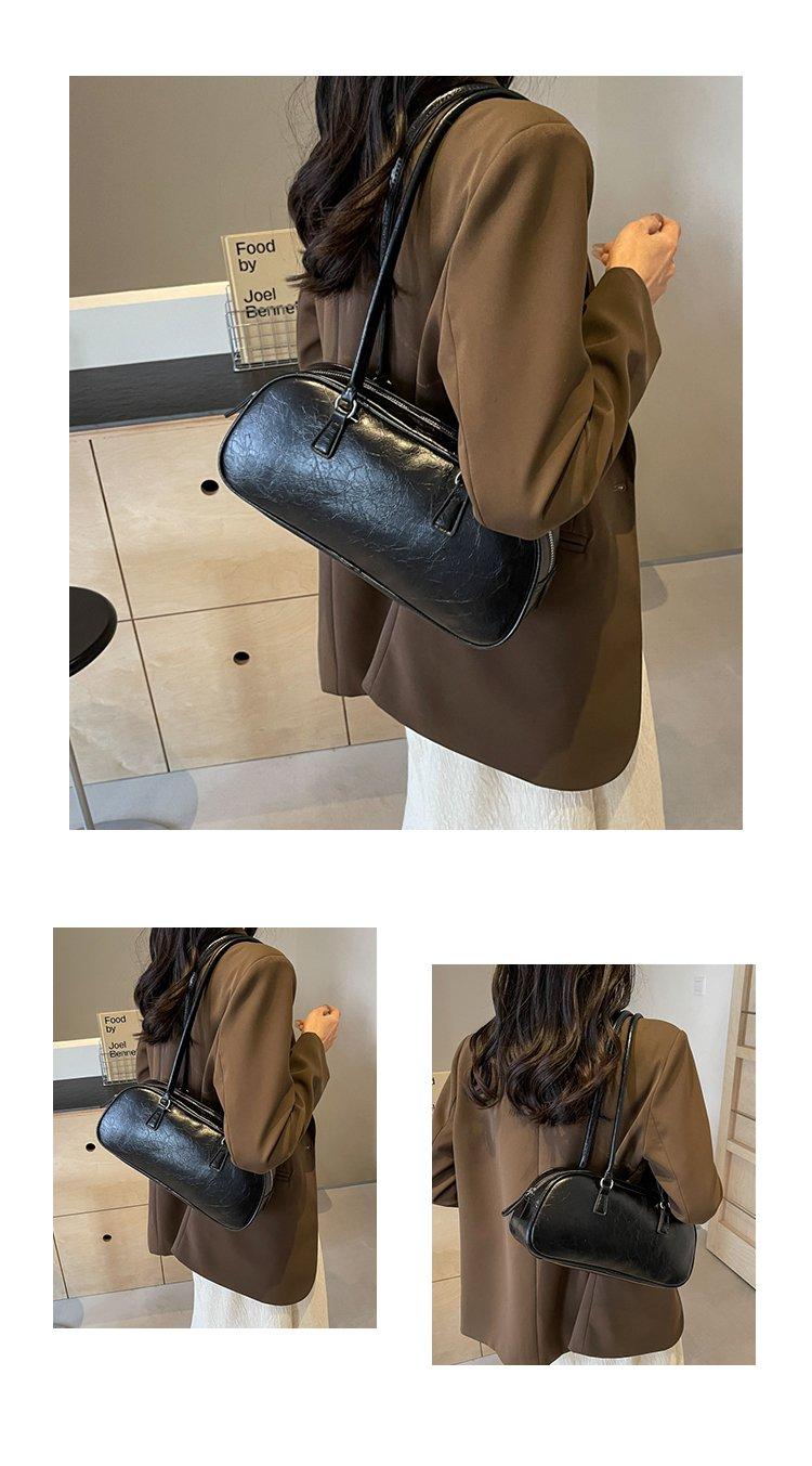 Vintage Waxed Leather Bowknot Baguette Bag, Luxury Commute Underarm Shoulder Bag, Versatile Texture Handbag, Korean Style Ins Fashion Bag for Women