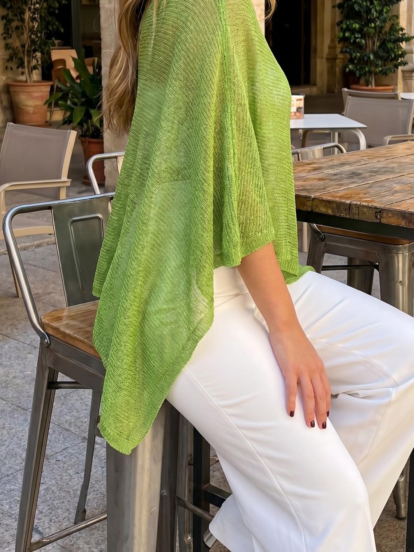 Fashion Elegant Lightweight Breathable Multi-Wear Loose Knit Shawl Cape Pullover, Casual Daily Wear, Spring & Fall Plain Design, Knitted, Knitwear, Everyday