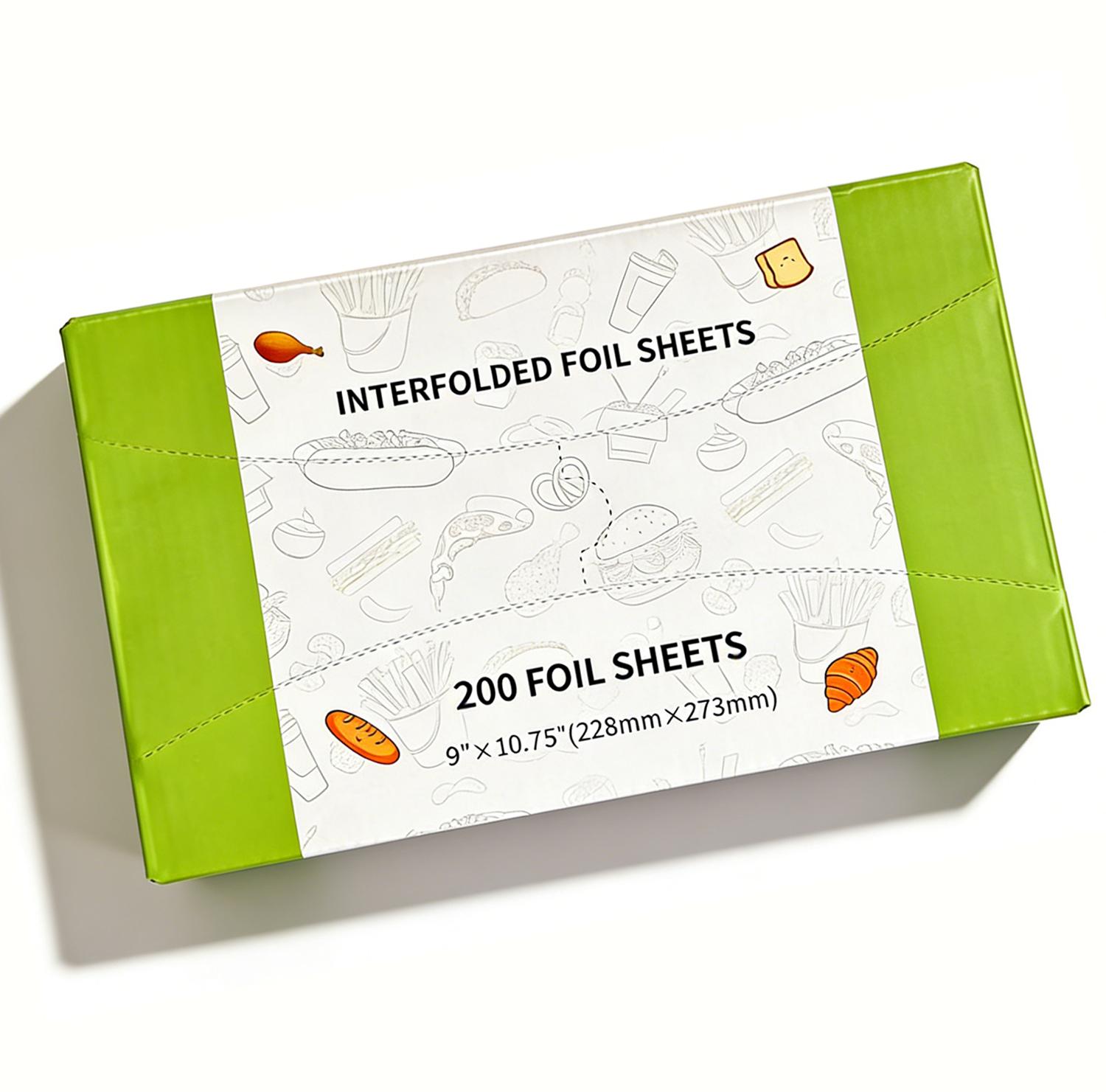 200 Count 9/12x10.75 Inch Pre-Cut Aluminum Foil Sheets, Heavy Duty Pop-Up Food Wrappers, Non-Stick Oil Heat Resistant, Keep Food Warm for Burgers, Sandwiches, Burritos, Ideal for Home, Restaurant, Food Truck