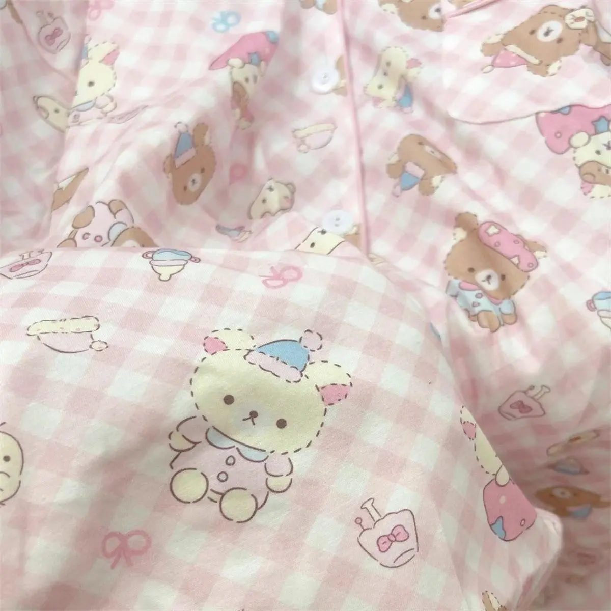 Kawaii Rilakkuma Pajamas Cartoon Cute Pajama Female Spring Autumn Long Sleeved Pants Student Home Clothes Set Girls Gifts Toys